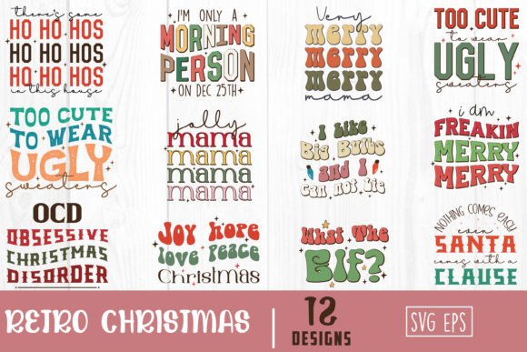 Retro Christmas Graphics for Crafts