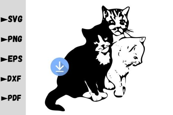 SVG 3 Funny Cats for Graphics and Crafts